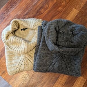 Two Cowl Neck Poncho style Cable knit sweaters size s